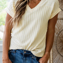 Textured Twist V-Neck Knit Tee | S-XL