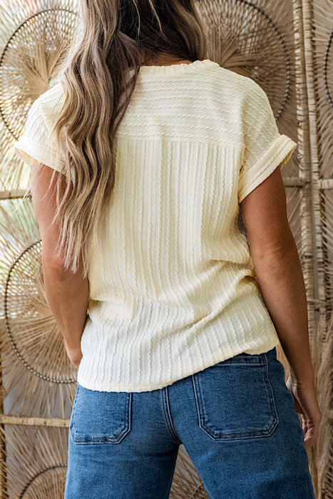 Textured Twist V-Neck Knit Tee | S-XL