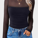  Heartbreaker Mesh Patchwork Long Sleeve Top | S-XL