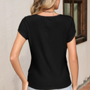  Lace Edge Ribbed Knit Short Sleeve Top | S-XL