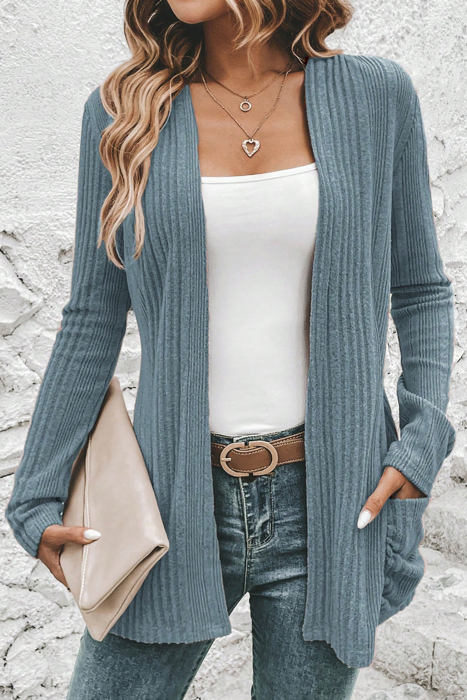 MY DREAM LIFE | Everyday Ribbed Pocket Cardigan | S-XL