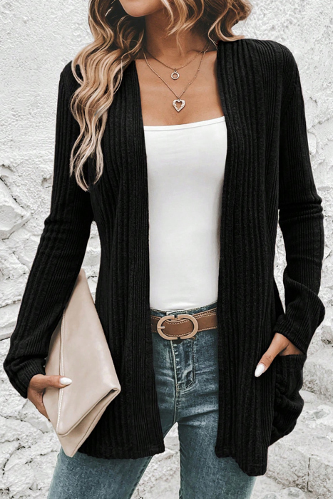 MY DREAM LIFE | Everyday Ribbed Pocket Cardigan | S-XL