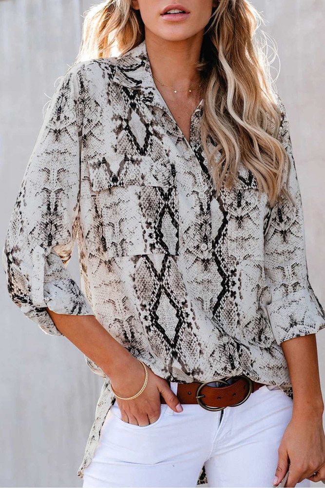 Snake Print Button Up Top | Free Shipping