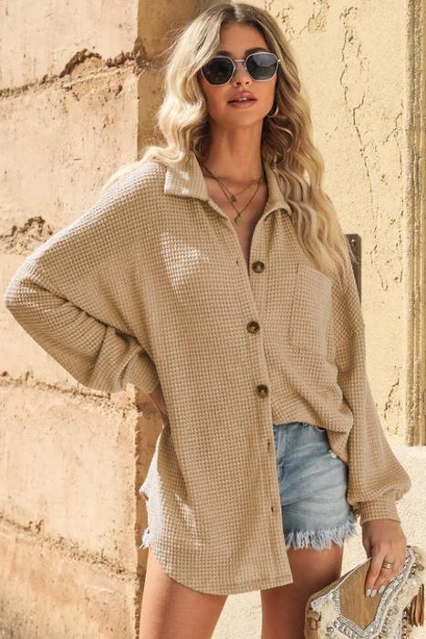 Casual Waffle Knit Shirt | S-2XL
