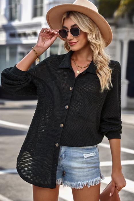 MY DREAM LIFE | Casual Waffle Knit Shirt | S-2XL