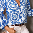 Small Vine Print Bohemian Puff Sleeve Blouse | S- XL