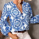  Vine Print Bohemian Puff Sleeve Blouse | S- XL