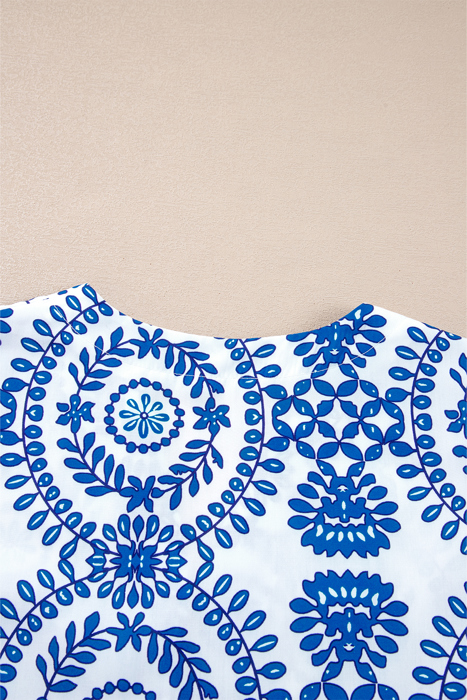 Vine Print Bohemian Puff Sleeve Blouse | S- XL