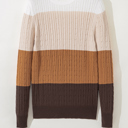  Colorblock Cable Knit Round Neck Sweater | S-XL