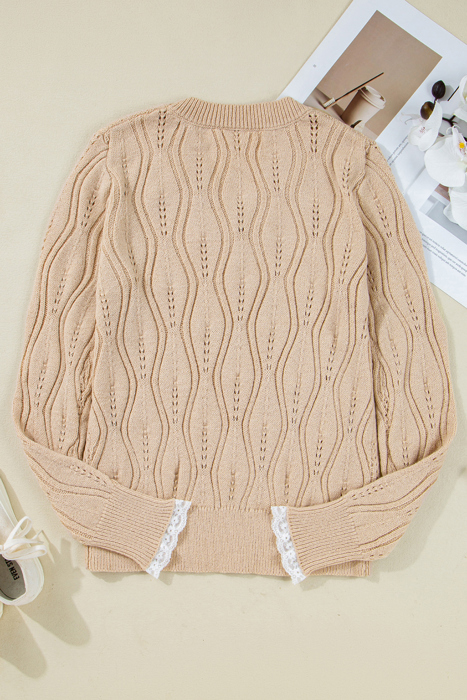 Pearl Lace Patchwork Sweater | S-XL