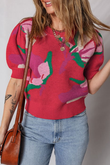 MY DREAM LIFE | Puff Sleeve Print Everyday Sweater | S-XL