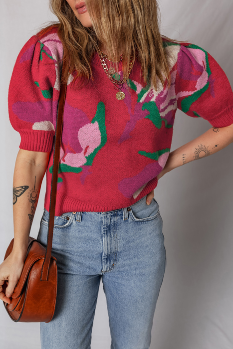 MY DREAM LIFE | Puff Sleeve Print Everyday Sweater | S-XL