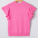  Ribbed Trim Ruffle Short Sleeve Sweater | S-XL
