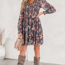  MY DREAM LIFE | My Fall Smocked Bodice Floral Mesh Mini Dress | S-XL