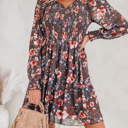  MY DREAM LIFE | My Fall Smocked Bodice Floral Mesh Mini Dress | S-XL