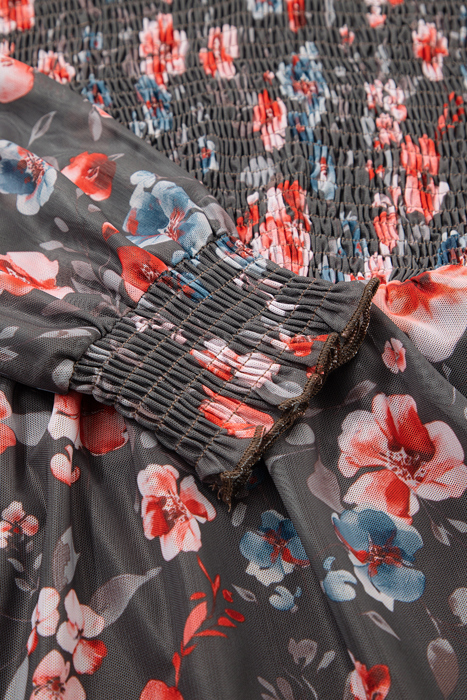 MY DREAM LIFE | My Fall Smocked Bodice Floral Mesh Mini Dress | S-XL