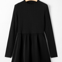  MY DREAM LIFE | Frilled Neck Ribbed Knit Patchwork Mini Dress | S-XL