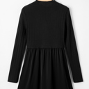  MY DREAM LIFE | Frilled Neck Ribbed Knit Patchwork Mini Dress | S-XL