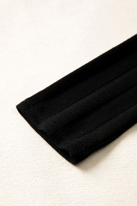 MY DREAM LIFE | Frilled Neck Ribbed Knit Patchwork Mini Dress | S-XL