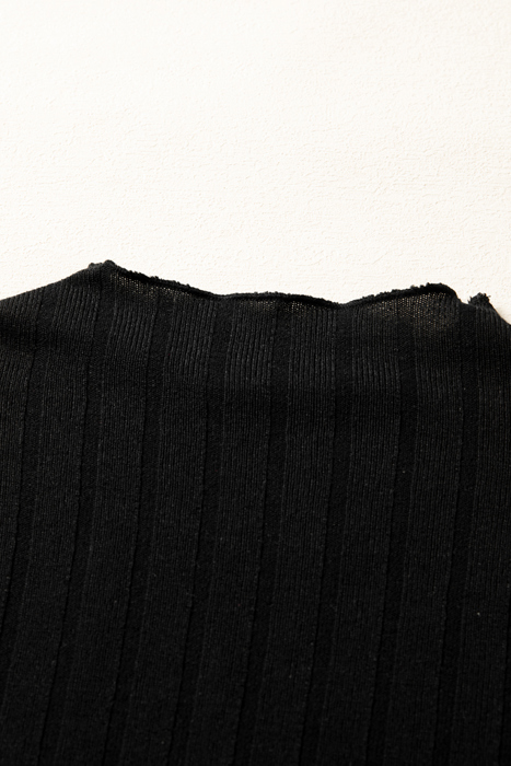 MY DREAM LIFE | Frilled Neck Ribbed Knit Patchwork Mini Dress | S-XL