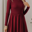 Small Red MY DREAM LIFE | Frilled Neck Ribbed Knit Patchwork Mini Dress | S-XL