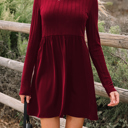  MY DREAM LIFE | Frilled Neck Ribbed Knit Patchwork Mini Dress | S-XL