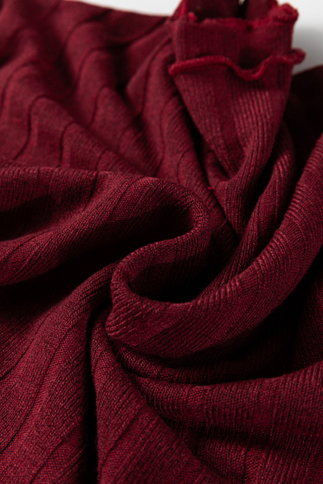 MY DREAM LIFE | Frilled Neck Ribbed Knit Patchwork Mini Dress | S-XL