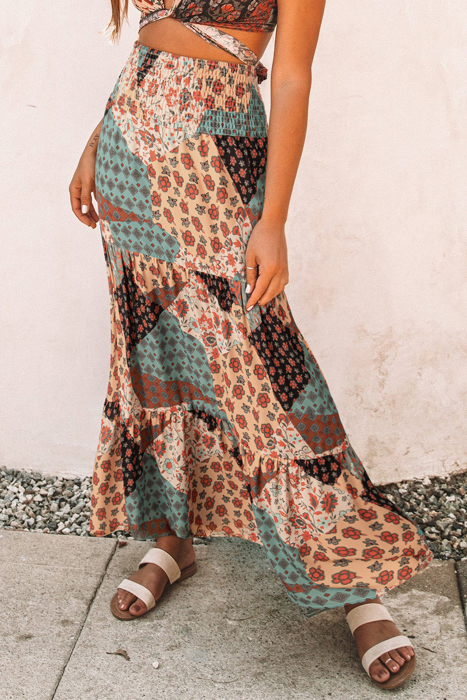 Multicolor Boho Long Maxi Skirt | S-XL