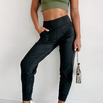 High Waist Pocketed Joggers With Exposed Seam | S-XL