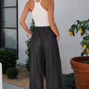  MY DREAM LIFE |Side Pockets High Waist Wide Leg Lightweight Jeans-Like Pants | S-XXL