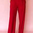  Pull On Pleated Detail High Elastic Waist Loose Straight Pants with Pockets | S- XL