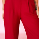  Pull On Pleated Detail High Elastic Waist Loose Straight Pants with Pockets | S- XL