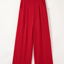  Pull On Pleated Detail High Elastic Waist Loose Straight Pants with Pockets | S- XL