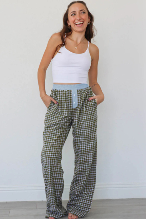 MY DREAM LIFE | Preppy Gingham Boxer Pants | S-XL