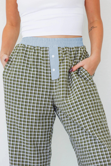 MY DREAM LIFE | Preppy Gingham Boxer Pants | S-XL