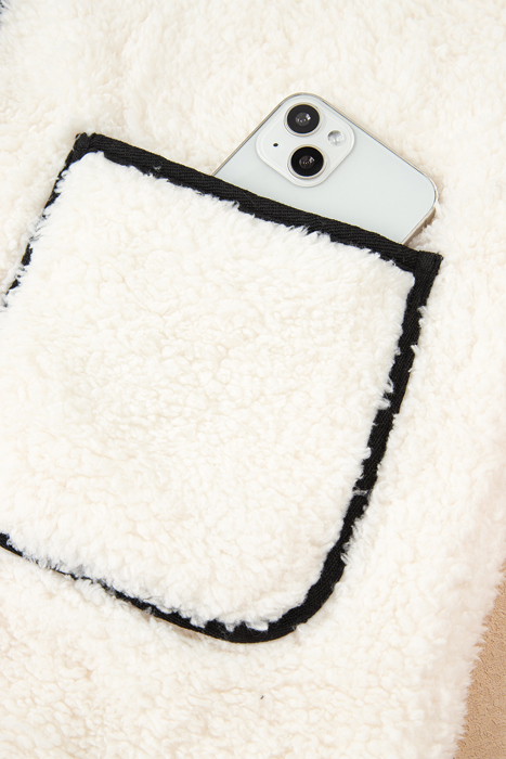 MY DREAM LIFE | Sherpa Contrast Trim Patch Pocket Cartridge Toggle Button Vest