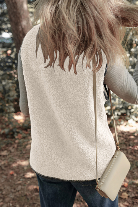 MY DREAM LIFE | Sherpa Contrast Trim Patch Pocket Cartridge Toggle Button Vest