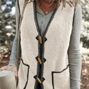  MY DREAM LIFE | Sherpa Contrast Trim Patch Pocket Cartridge Toggle Button Vest