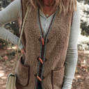  MY DREAM LIFE | Sherpa Contrast Trim Patch Pocket Cartridge Toggle Button Vest