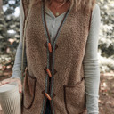  MY DREAM LIFE | Sherpa Contrast Trim Patch Pocket Cartridge Toggle Button Vest