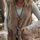  MY DREAM LIFE | Sherpa Contrast Trim Patch Pocket Cartridge Toggle Button Vest