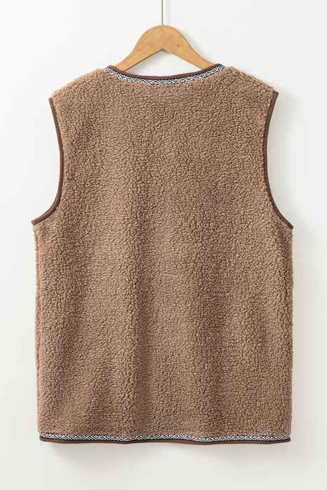 MY DREAM LIFE | Sherpa Contrast Trim Patch Pocket Cartridge Toggle Button Vest