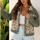  Autumn Retro Blossom Patchwork Jacket