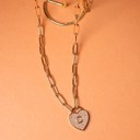 C Initial Heart Lock Charm Necklace | Free Shipping