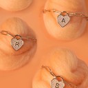 R Initial Heart Lock Charm Necklace | Free Shipping