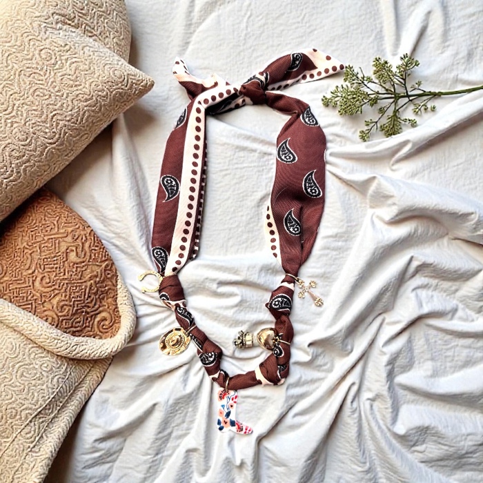 MY DREAM LIFE | Western Scarf Charm Necklace-boot Hat Cross Horseshoe