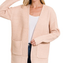  Waffle Pocket Cardigan Sweater