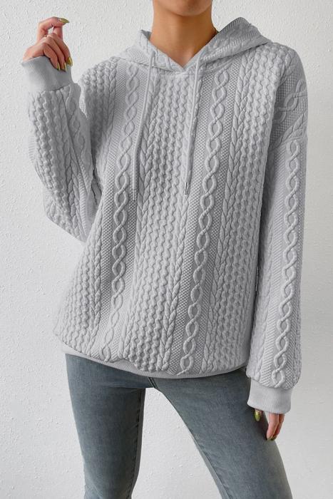 MY DREAM LIFE | Cable Textured Drawstring Hoodie | S-XL