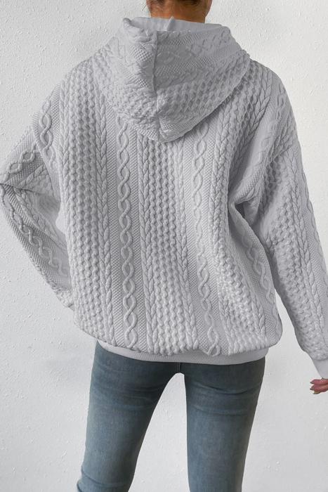 MY DREAM LIFE | Cable Textured Drawstring Hoodie | S-XL