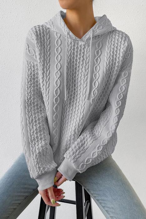 MY DREAM LIFE | Cable Textured Drawstring Hoodie | S-XL